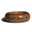 Golden Oak Tone Wooden Bangle Embossed Metallic Hand Painting