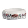 White Stained Wooden Bangle Embossed Metallic Hand Painting