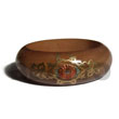 Golden Oak Tone Wooden Bangle With Embossed Metallic Handpainti