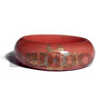 Light Red Mahogany Tone Wooden Bangle With Embossed Metallic Ha