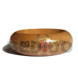 Natural Mahogany Tone Wood Bangle With Embossed Metallic Hand P