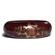 English Chestnut Tone Wooden Bangle With Embossed Metallic Hand