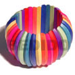 Elastic Multicolored Natural White Wood Bangle