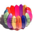 Elastic Multicolored Natural White Wood Bangle