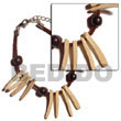 Bleached Coco Indian Stick & Wood Beads On Leather Thong