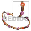 2 Rows Sig-id Wood Tube W/ Red/lavender/tiger 2-3mm Coco Pokale