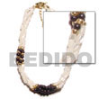 Twisted Troca Rice Bead & 2-3mm Coco Pklt. Black W/ Gold Metall