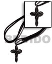Carved Carabao Horn Twisted Cross On Leather Thong