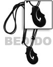 40mm Black Carabao Horn Maori Hook On Adjustable Leather Thong