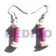 Dangling Pink Wood Tube Wooden Earrings