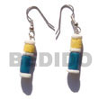 Dangling Yellow/blue Wood Tube Wooden Earrings