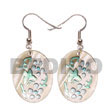 35mm Oval Hammershell W/ Aqua Blue Embossed Handpainted Design