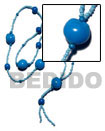 Tassled Kukui Seeds In Baby Blue W/ Matching Glass And Wood Bea