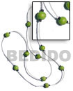 Single Row White Glass Beads W/ Wood Beads Combi / 40 In.