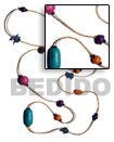 Single Row Yellow Gold Glass Beads W/ Asstd. Wood Beads Combi /
