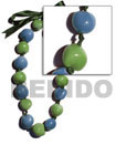 Painted Kukui Nuts W/ Alternate Design ( 16 Pcs. ) / Adjustabl