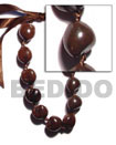 Brown Kukui Nuts ( 16 Pcs. ) / Adjustable Ribbon