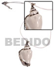 Fashion plain white rubber cord with white canarium pendant