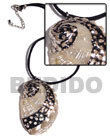 Fashion black leather thong with glistening white abalone pendant