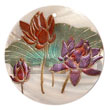 Round 50mm Kabibe Shell W/ Handpainted Design - Floral / Emboss