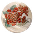 Round 50mm Kabibe Shell W/ Handpainted Design - Floral / Emboss