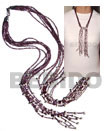 Scarf Necklace - 7 Rows Violet Rainbow Cut Glass Beads W/ Tassl