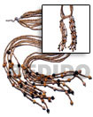 Scarf Necklace - 6 Rows 2-3mm Coco Heishe Tiger W/ 8mm Asstd. R