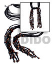 Scarf Necklace - 6 Rows 2-3mm Coco Heishe Black W/ 8mm Asstd. R