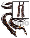 Scarf Necklace - 6 Rows 2-3mm Coco Heishe Nat. Brown W/ 8mm Ass
