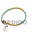 Philippines Fashion Anklet Shell Fashion Anklet Jewelry Yellow Green 2-3mm Coco Pokalet With Dangling MOP Heart Anklet Natural Shell Component SFAS006AK