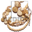 Philippines Coco Bracelets Shell Fashion Coco Bracelets Jewelry 3 Rows Sidedrill Coco Nat./bleach/wood Bead Bleach/wood Ricebeads And Acrylic Crystals Natural Shell Component SFAS484BR