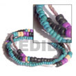Philippines Coco Bracelets Shell Fashion Coco Bracelets Jewelry 2-3 Mm Coco Pokalet W/ 4-5 Coco Natural Heishe, Bluegreen, Violet Bracelet - Size 7" Natural Shell Component SFAS5035BR