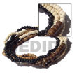 Philippines Coco Bracelets Shell Fashion Coco Bracelets Jewelry 2-3 Mm 5 Rows Coco Pokalet Tiger Brown, Black, Natural Alternate Bracelet - Size 7" Natural Shell Component SFAS5041BR