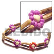 Philippines Coco Bracelets Shell Fashion Coco Bracelets Jewelry 2 Rows Sig-id Wood Tube W/ Lavender/red 2-3mm Coco Pokalet Flower Natural Shell Component SFAS5059BR