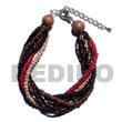Philippines Coco Bracelets Shell Fashion Jewelry Twisted 4 Rows 2-3mm Coco Pokalet Natural SFAS5211BR