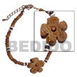Philippines Coco Bracelets Shell Fashion Coco Bracelets Jewelry 2-3mm Coco Pokalet. Nat. Brown W/ White Clam Alt. And Coco Flower Natural Shell Component SFAS967BR