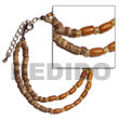 Philippines Coco Bracelets Shell Fashion Coco Bracelets Jewelry 2 Rows 2-3mm Coco Heishe Tiger W/ Wood Beads Alt. Natural Shell Component SFAS968BR