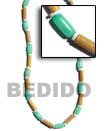 Philippines Wood Beads Necklace Shell Fashion Wood Beads Necklace Jewelry Bamboo Tube W/ Pastel Green Buri And White Shell Alternates Necklace Natural Shell Component SFAS287NK