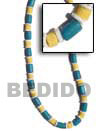 Philippines Wood Beads Necklace Shell Fashion Wood Beads Necklace Jewelry Blue Wood Tube W/ Pastel Yellow 8mm Limestone And White Shell Alternates Necklace Natural Shell Component SFAS289NK