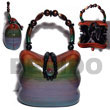 Philippines Acacia Bags Shell Fashion Acacia Bags Jewelry Collectible Handcarved Laminated Acacia Wood Handbag / Barrie Rainbow 6inx5.5inx3.5in / Handle Ht: 4 In. / W/ Black Satin Inner Lining Natural Shell Component SFAS004ACBAG