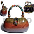 Philippines Acacia Bags Shell Fashion Acacia Bags Jewelry Collectible Handcarved Laminated Acacia Wood Handbag / Canoe Rainbow / 8inx4.7inx4 In / Handle Ht: 4in. / W/ Black Satin Inner Lining Natural Shell Component SFAS006ACBAG