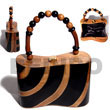 Philippines Acacia Bags Shell Fashion Acacia Bags Jewelry Collectible Handcarved Laminated Acacia Wood Handbag / Beta Natural/black/gold Combi 7.5inx3.5inx5in / Handle Ht:4 In. / W/ Black Satin Inner Lining Natural Shell Component SFAS010ACBAG
