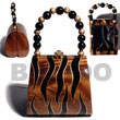 Philippines Acacia Bags Shell Fashion Acacia Bags Jewelry Collectible Handcarved Laminated Acacia Wood Handbag / Elle Zebra Natural Black Gold Combi / 5 1/4inx4.5inx4in / Handle Ht:4 In. / W/ Black Satin Inner Lining Natural Shell Component SFAS011ACBAG