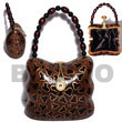 Philippines Acacia Bags Shell Fashion Acacia Bags Jewelry Collectible Handcarved Laminated Acacia Wood Handbag / Barrie Tortoise Natural/black/gold Combi 6.5inx5.5inx3in / Handle Ht: 4 In. / W/ Black Satin Inner Lining Natural Shell Component SFAS012ACBAG