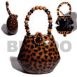 Philippines Acacia Bags Shell Fashion Acacia Bags Jewelry Collectible Handcarved Laminated Acacia Wood Handbag / Jelou Tortoise Natural/black Combi 6inx7inx4in / Handle Ht: 3.5in. / W/ Black Satin Inner Lining Natural Shell Component SFAS017ACBAG