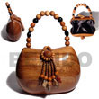 Philippines Acacia Bags Shell Fashion Acacia Bags Jewelry Collectible Handcarved Laminated Acacia Wood Handbag / Toulouse Natural 6inx8.5inx3.5in / Handle Ht: 4 1/4 In. / W/ Black Satin Inner Lining Natural Shell Component SFAS024ACBAG