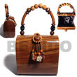 Philippines Acacia Bags Shell Fashion Acacia Bags Jewelry Collectible Handcarved Laminated Acacia Wood Handbag / Charlene Natural 6 3/4inx6 3/4inx4in / Handle Ht: 5 In. / W/ Black Satin Inner Lining Natural Shell Component SFAS028ACBAG