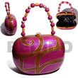 Philippines Acacia Bags Shell Fashion Acacia Bags Jewelry Collectible Handcarved Laminated Acacia Wood Handbag / Lucy Purple Natural / 7.5inx5.5inx4.2 In / Handle Ht: 4in. / W/ Black Satin Inner Lining Natural Shell Component SFAS039ACBAG