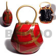 Philippines Acacia Bags Shell Fashion Acacia Bags Jewelry Collectible Handcarved Laminated Acacia Wood Handbag / Jelou Natural W/ Red/gold Combi 6.5inx6 1/4inx4 1/4in / Handle Ht: 3in. / W/ Black Satin Inner Lining Natural Shell Component SFAS040ACBAG