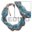 Philippines Glass Beads Bracelets Shell Fashion Glass Beads Bracelets Jewelry 12 Rows Aqua Blue Twisted Glass Beads Natural Shell Component SFAS1038BR